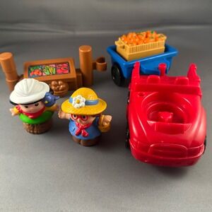 Vintage Fisher Price Little People Farm Market Stand Wagon Maggie Picnic 2001